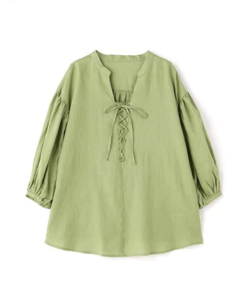 N.（N. Natural Beauty Basic）（エヌエヌナチュラルビューティーベーシック）の「◆レースアップブラウス（シャツ/ブラウス・レディース・ピンク/グリーン/ナチュラル・MEDIUM）」の14枚目の写真