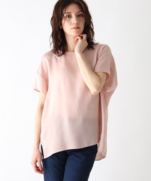 JET（ジェット）の「◆【ウォッシャブル】テロントサテン半袖ブラウス（シャツ/ブラウス・レディース・ブラック/カーキ/ベビーピンク/ライトベージュ・80/04）」の4枚目の写真