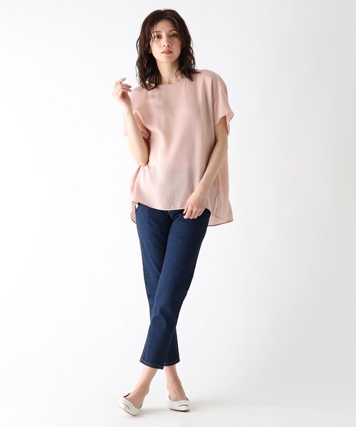 JET（ジェット）の「◆【ウォッシャブル】テロントサテン半袖ブラウス（シャツ/ブラウス・レディース・ブラック/カーキ/ベビーピンク/ライトベージュ・80/04）」の9枚目の写真