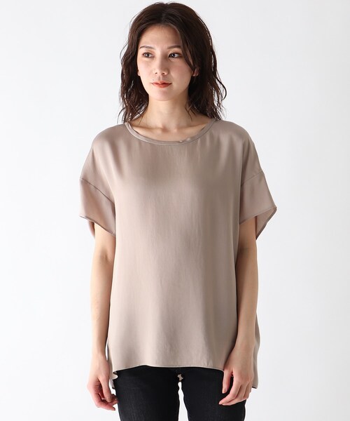 JET（ジェット）の「◆【ウォッシャブル】テロントサテン半袖ブラウス（シャツ/ブラウス・レディース・ブラック/カーキ/ベビーピンク/ライトベージュ・80/04）」の13枚目の写真