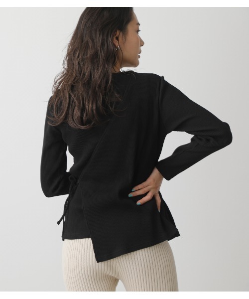 AZUL by moussy(アズールバイマウジー)の「LAYERED RIB L/S TOPS/レイヤードリブロングスリーブトップス(Tシャツ/カットソー・レディース・グリーン/ブラック/オフホワイト・MEDIUM/SMALL)」の5枚目の写真