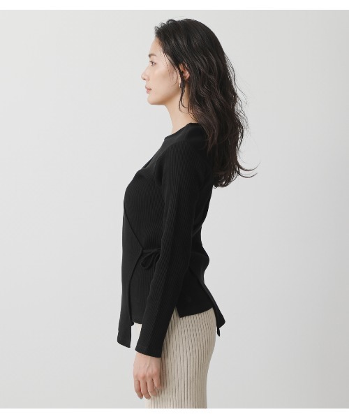 AZUL by moussy(アズールバイマウジー)の「LAYERED RIB L/S TOPS/レイヤードリブロングスリーブトップス(Tシャツ/カットソー・レディース・グリーン/ブラック/オフホワイト・MEDIUM/SMALL)」の8枚目の写真