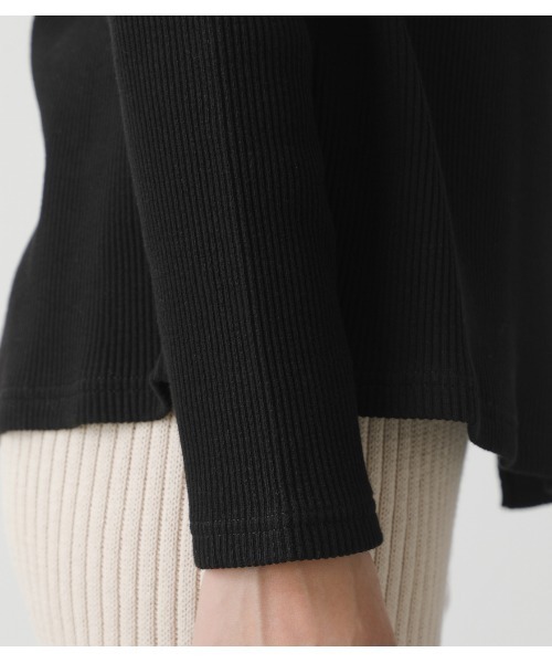 AZUL by moussy(アズールバイマウジー)の「LAYERED RIB L/S TOPS/レイヤードリブロングスリーブトップス(Tシャツ/カットソー・レディース・グリーン/ブラック/オフホワイト・MEDIUM/SMALL)」の12枚目の写真