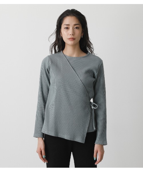 AZUL by moussy(アズールバイマウジー)の「LAYERED RIB L/S TOPS/レイヤードリブロングスリーブトップス(Tシャツ/カットソー・レディース・グリーン/ブラック/オフホワイト・MEDIUM/SMALL)」の16枚目の写真