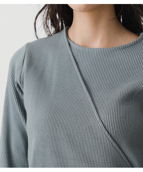 AZUL by moussy(アズールバイマウジー)の「LAYERED RIB L/S TOPS/レイヤードリブロングスリーブトップス(Tシャツ/カットソー・レディース・グリーン/ブラック/オフホワイト・MEDIUM/SMALL)」の19枚目の写真