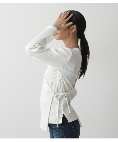 AZUL by moussy(アズールバイマウジー)の「LAYERED RIB L/S TOPS/レイヤードリブロングスリーブトップス(Tシャツ/カットソー・レディース・グリーン/ブラック/オフホワイト・MEDIUM/SMALL)」の22枚目の写真