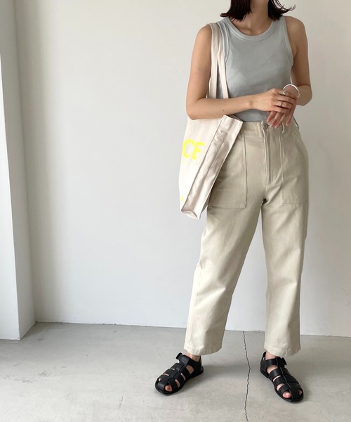 CANAL JEAN（キャナルジーン）の「RED CHOP WORKS(レッドチョップワークス) 蛍光ロゴエコバッグ（トートバッグ・レディース・イエロー/オレンジ・ONE SIZE）」の6枚目の写真