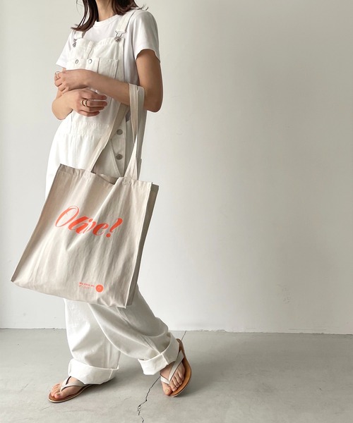 CANAL JEAN（キャナルジーン）の「RED CHOP WORKS(レッドチョップワークス) 蛍光ロゴエコバッグ（トートバッグ・レディース・イエロー/オレンジ・ONE SIZE）」の9枚目の写真