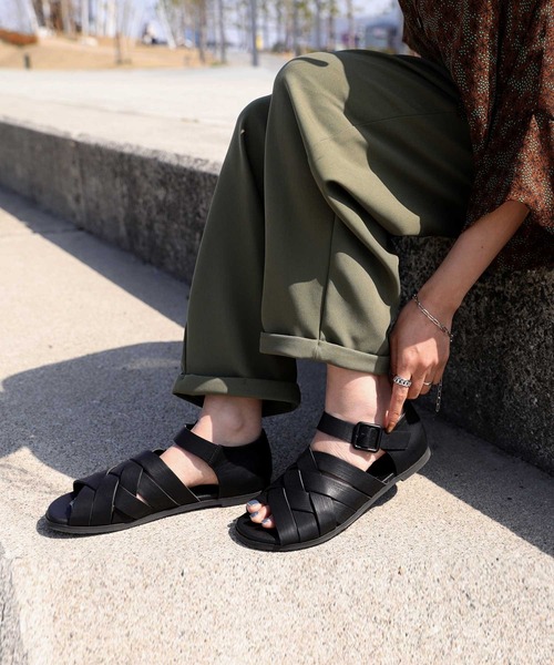 antiqua(アンティカ)の「クロス編みメッシュサンダル(サンダル・レディース・ブラック・L/M/LL/S)」の14枚目の写真