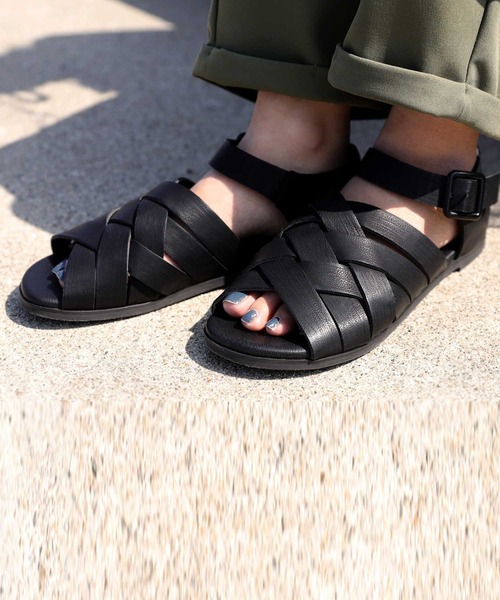 antiqua(アンティカ)の「クロス編みメッシュサンダル(サンダル・レディース・ブラック・L/M/LL/S)」の8枚目の写真