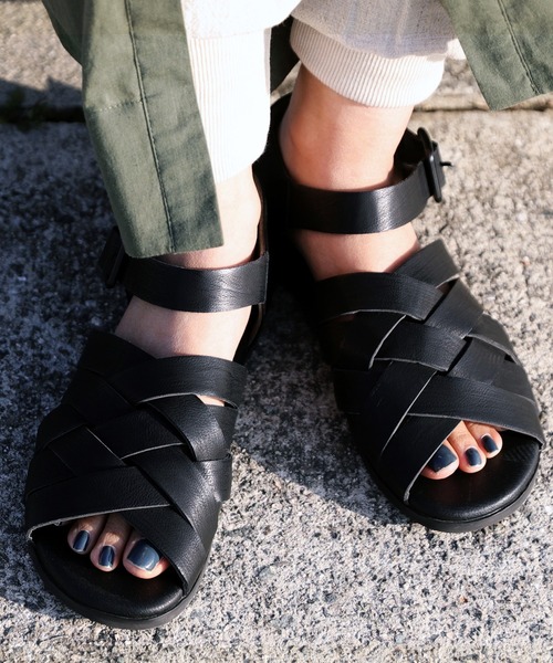antiqua(アンティカ)の「クロス編みメッシュサンダル(サンダル・レディース・ブラック・L/M/LL/S)」の18枚目の写真