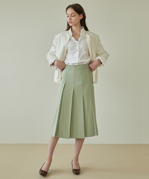 ANEDIT（アンエディット）の「【ANEDIT 】プリーツロングスカート / E_Pleats Long Skirt（スカート・レディース・ミント/ベージュ・MEDIUM/SMALL）」の3枚目の写真