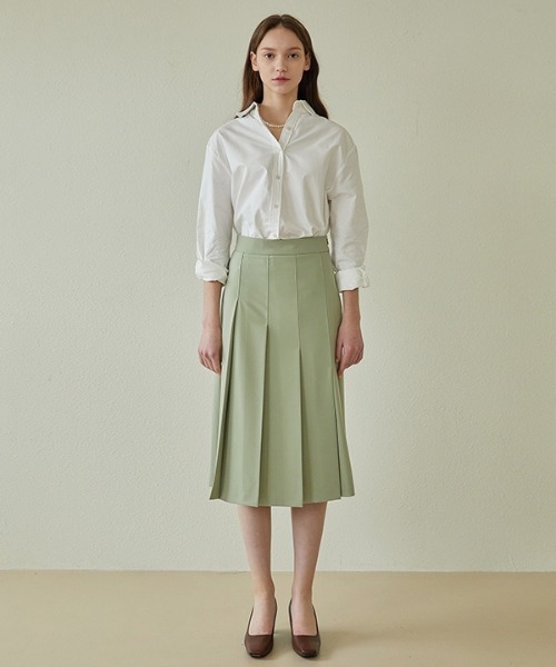 ANEDIT（アンエディット）の「【ANEDIT 】プリーツロングスカート / E_Pleats Long Skirt（スカート・レディース・ミント/ベージュ・MEDIUM/SMALL）」の4枚目の写真