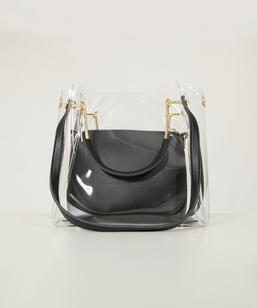 Julia Boutique（ジュリアブティック）の「ポーチ付きクリアハンドバッグ・ショルダーバッグ/21093（ハンドバッグ・レディース・ホワイト/ブラック・ONE）」の11枚目の写真