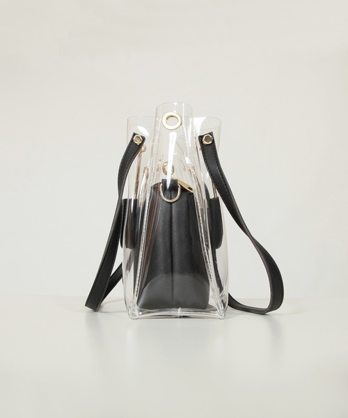 Julia Boutique（ジュリアブティック）の「ポーチ付きクリアハンドバッグ・ショルダーバッグ/21093（ハンドバッグ・レディース・ホワイト/ブラック・ONE）」の12枚目の写真