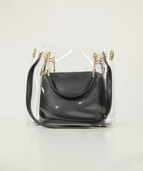 Julia Boutique（ジュリアブティック）の「ポーチ付きクリアハンドバッグ・ショルダーバッグ/21093（ハンドバッグ・レディース・ホワイト/ブラック・ONE）」の13枚目の写真