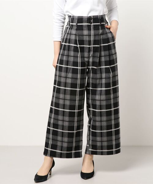 NICOLE white（ニコルホワイト）の「チェックパンツ（その他パンツ・レディース・ベージュ/ブラック・FREE）」の6枚目の写真