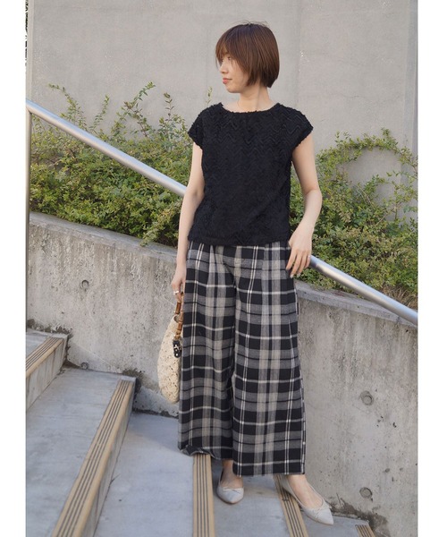 NICOLE white（ニコルホワイト）の「チェックパンツ（その他パンツ・レディース・ベージュ/ブラック・FREE）」の9枚目の写真