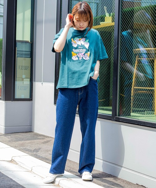 Disney(ディズニー)の「∴WEGO/別注 Disney刺繍Tシャツ(Tシャツ/カットソー・レディース・ダークグリーン/イエロー/ブルー・FREE)」の5枚目の写真