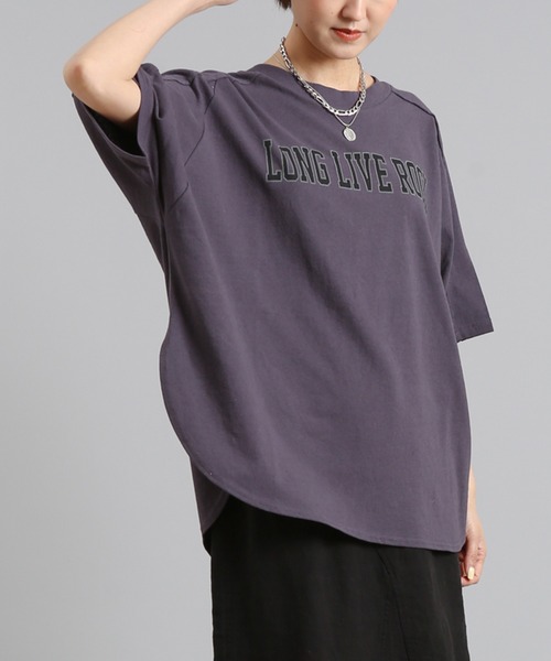 DouDou(ドゥドゥ)の「カレッジロゴT(Tシャツ/カットソー・レディース・ホワイト/チャコールグレー/ブルー・FREE)」の2枚目の写真