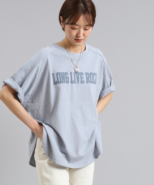 DouDou(ドゥドゥ)の「カレッジロゴT(Tシャツ/カットソー・レディース・ホワイト/チャコールグレー/ブルー・FREE)」の3枚目の写真