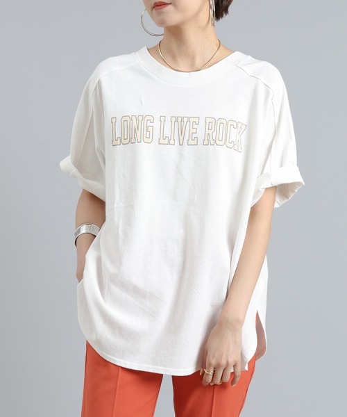 DouDou(ドゥドゥ)の「カレッジロゴT(Tシャツ/カットソー・レディース・ホワイト/チャコールグレー/ブルー・FREE)」の8枚目の写真