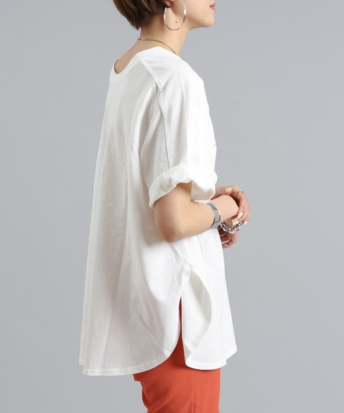 DouDou(ドゥドゥ)の「カレッジロゴT(Tシャツ/カットソー・レディース・ホワイト/チャコールグレー/ブルー・FREE)」の11枚目の写真