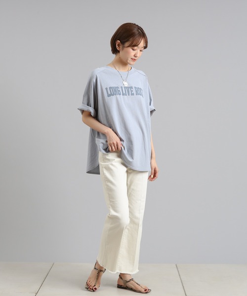 DouDou(ドゥドゥ)の「カレッジロゴT(Tシャツ/カットソー・レディース・ホワイト/チャコールグレー/ブルー・FREE)」の16枚目の写真