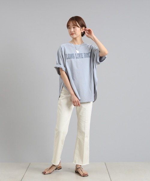 DouDou(ドゥドゥ)の「カレッジロゴT(Tシャツ/カットソー・レディース・ホワイト/チャコールグレー/ブルー・FREE)」の18枚目の写真