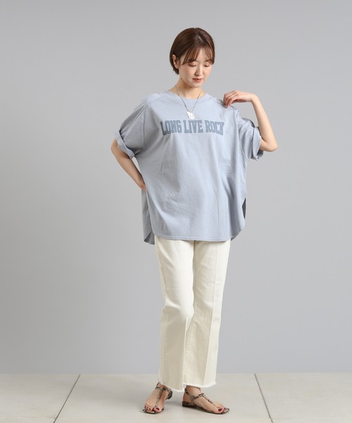 DouDou(ドゥドゥ)の「カレッジロゴT(Tシャツ/カットソー・レディース・ホワイト/チャコールグレー/ブルー・FREE)」の20枚目の写真