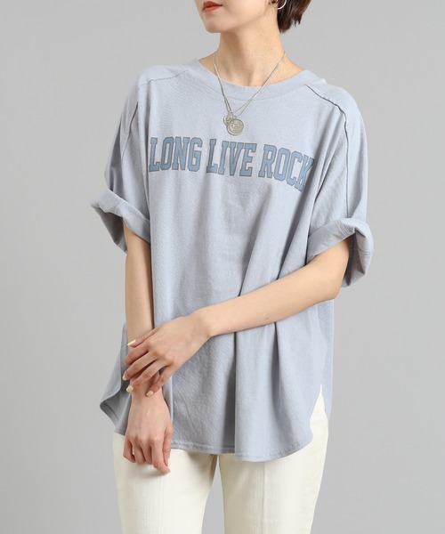 DouDou(ドゥドゥ)の「カレッジロゴT(Tシャツ/カットソー・レディース・ホワイト/チャコールグレー/ブルー・FREE)」の21枚目の写真