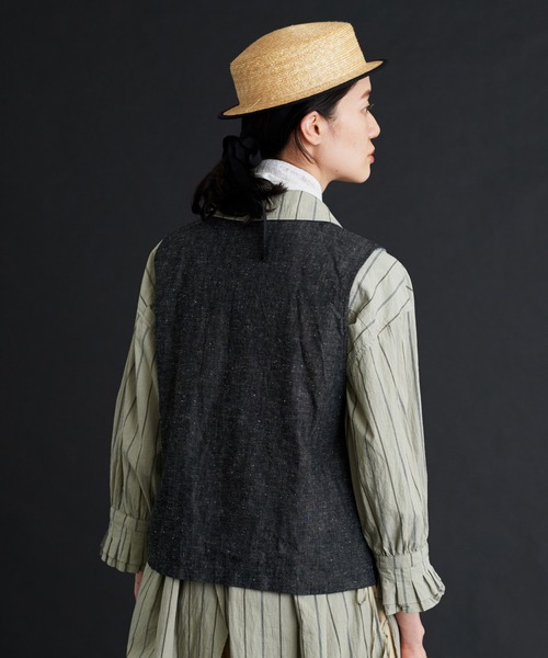 Malle(マル)の「malle コットン/リネンシャンブレー ダブル釦ベスト(ベスト・レディース・ブラック/ブルー・FREE)」の18枚目の写真