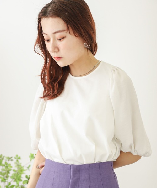 SENSE OF PLACE by URBAN RESEARCH（センスオブプレイスバイアーバンリサーチ）の「ボリュームスリーブドッキングTシャツ（Tシャツ/カットソー・レディース・ベージュ/ブラック/オフホワイト・ONE）」の5枚目の写真