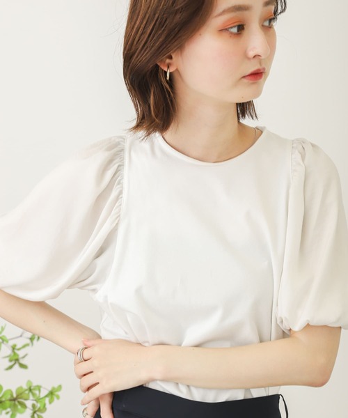 SENSE OF PLACE by URBAN RESEARCH（センスオブプレイスバイアーバンリサーチ）の「ボリュームスリーブドッキングTシャツ（Tシャツ/カットソー・レディース・ベージュ/ブラック/オフホワイト・ONE）」の14枚目の写真