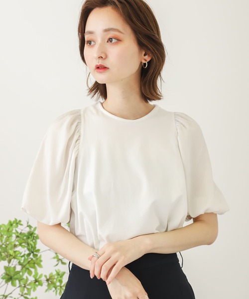 SENSE OF PLACE by URBAN RESEARCH（センスオブプレイスバイアーバンリサーチ）の「ボリュームスリーブドッキングTシャツ（Tシャツ/カットソー・レディース・ベージュ/ブラック/オフホワイト・ONE）」の15枚目の写真