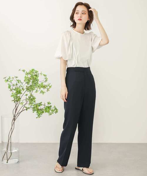 SENSE OF PLACE by URBAN RESEARCH（センスオブプレイスバイアーバンリサーチ）の「ボリュームスリーブドッキングTシャツ（Tシャツ/カットソー・レディース・ベージュ/ブラック/オフホワイト・ONE）」の20枚目の写真