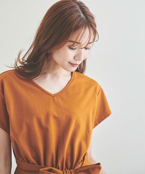 Anuenue（アヌエヌエ）の「ウエストリボンTシャツワンピース（ワンピース・レディース・ネイビー/カーキ/グレー/ブラウン・FREE）」の19枚目の写真
