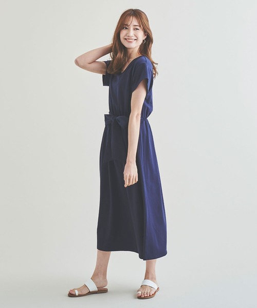 Anuenue（アヌエヌエ）の「ウエストリボンTシャツワンピース（ワンピース・レディース・ネイビー/カーキ/グレー/ブラウン・FREE）」の14枚目の写真