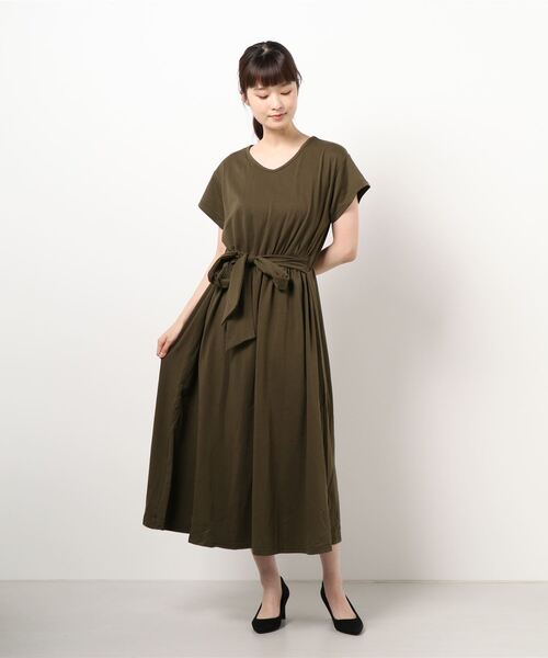 Anuenue（アヌエヌエ）の「ウエストリボンTシャツワンピース（ワンピース・レディース・ネイビー/カーキ/グレー/ブラウン・FREE）」の8枚目の写真