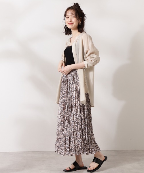 N.（N. Natural Beauty Basic）（エヌエヌナチュラルビューティーベーシック）の「サイドボタンシアーシャツ（シャツ/ブラウス・レディース・ホワイト/レッド/ライトグリーン・MEDIUM）」の9枚目の写真
