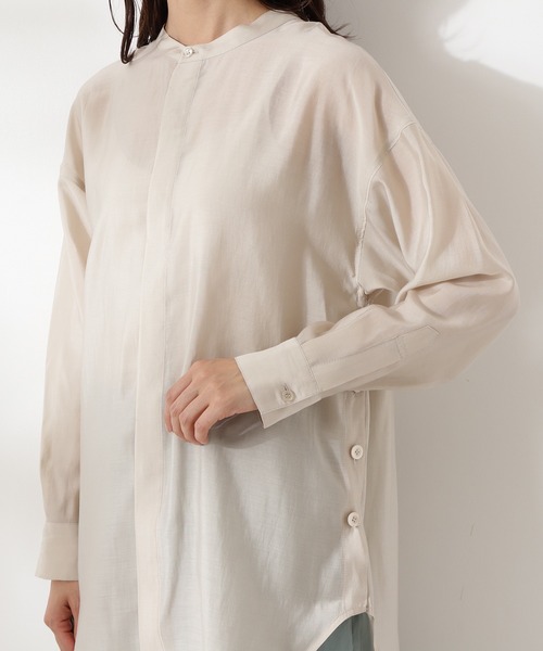 N.（N. Natural Beauty Basic）（エヌエヌナチュラルビューティーベーシック）の「サイドボタンシアーシャツ（シャツ/ブラウス・レディース・ホワイト/レッド/ライトグリーン・MEDIUM）」の18枚目の写真