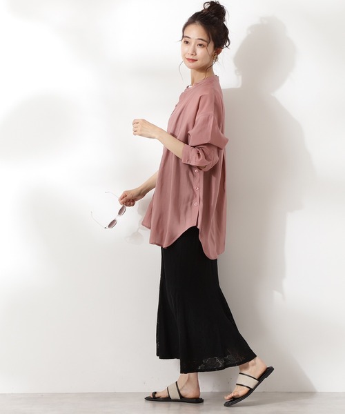 N.（N. Natural Beauty Basic）（エヌエヌナチュラルビューティーベーシック）の「サイドボタンシアーシャツ（シャツ/ブラウス・レディース・ホワイト/レッド/ライトグリーン・MEDIUM）」の15枚目の写真