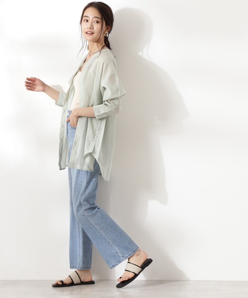 N.（N. Natural Beauty Basic）（エヌエヌナチュラルビューティーベーシック）の「サイドボタンシアーシャツ（シャツ/ブラウス・レディース・ホワイト/レッド/ライトグリーン・MEDIUM）」の12枚目の写真
