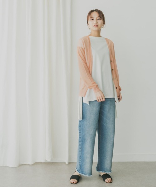 KBF+（ケービーエフプラス）の「KBF+　シアーカーディガン（カーディガン/ボレロ・レディース・オフホワイト/レッド系その他/ブラック・ONE）」の10枚目の写真