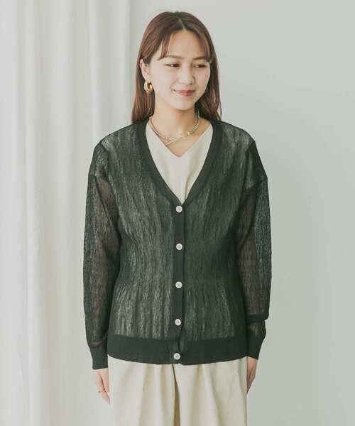 KBF+（ケービーエフプラス）の「KBF+　シアーカーディガン（カーディガン/ボレロ・レディース・オフホワイト/レッド系その他/ブラック・ONE）」の21枚目の写真