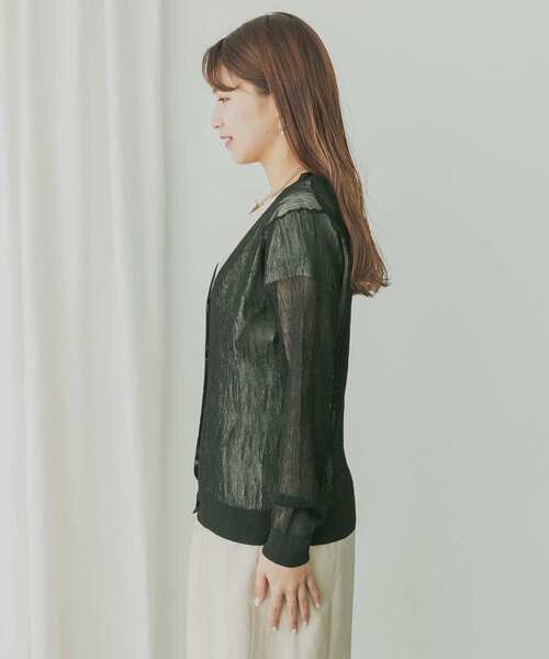 KBF+（ケービーエフプラス）の「KBF+　シアーカーディガン（カーディガン/ボレロ・レディース・オフホワイト/レッド系その他/ブラック・ONE）」の19枚目の写真