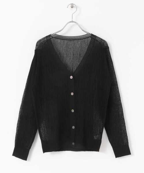 KBF+（ケービーエフプラス）の「KBF+　シアーカーディガン（カーディガン/ボレロ・レディース・オフホワイト/レッド系その他/ブラック・ONE）」の14枚目の写真