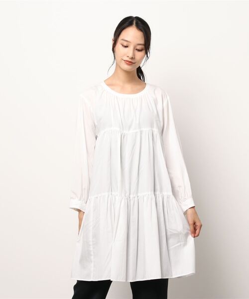 GRANDMA MAMA DAUGHTER(グランマママドーター)の「∴【GRANDMA MAMA DAUGHTER / グランママドーター】ティアードチュニック TS912321(シャツ/ブラウス・レディース・ホワイト/ブラック・2/1/0)」の10枚目の写真