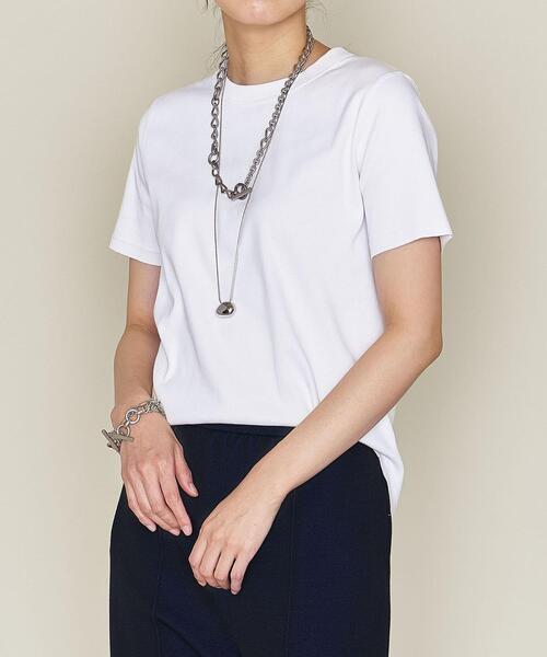 ASTRAET（アストラット）の「＜ASTRAET（アストラット）＞CO/PU クルーネック Tシャツ②（Tシャツ/カットソー・レディース・ホワイト/ブラック・FREE）」の2枚目の写真