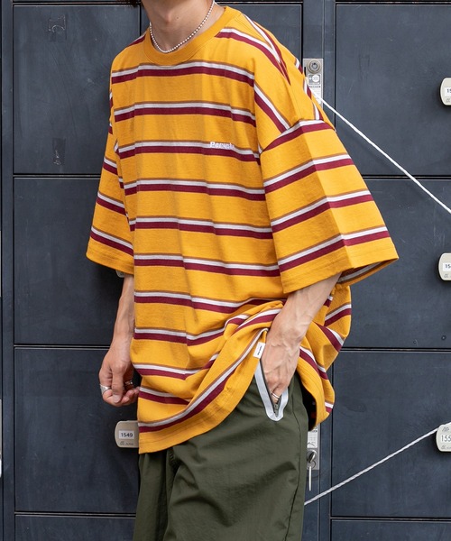 Perushu（ペルーシュ）の「レトロボーダーTシャツ（Tシャツ/カットソー・メンズ・ダークグリーン/ボルドー/マスタード・MEDIUM/LARGE）」の20枚目の写真